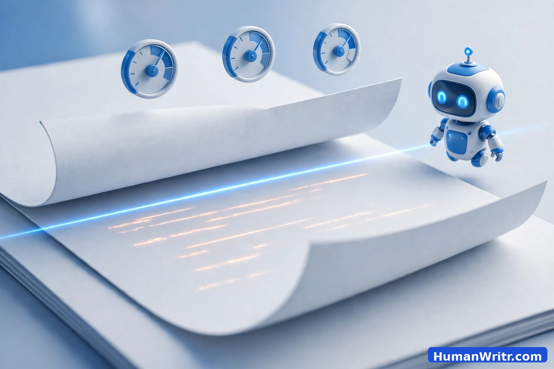 3D illustration of a plagiarism scan highlighting matching text with a match score